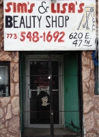 Sim's &amp; Lisa's Beauty Shop, 47th Street and Champlain. Sim also had a barber shop next door, and that was still there as of 2024, although the fake stone has been removed from the facade.