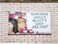 Ramona's Unisex, Pulaski Road near Waveland, Chicago. Faceless style. Gone