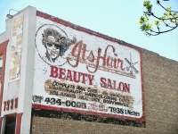 It's Hair, Western Avenue near 79th Street. Photo c. 2006. Gone. The wall has said "Advertise Here" for pretty much the last 10 years