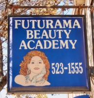 Futurama Beauty Academy, 47th Street near Honore. Still there as of 2024.