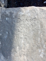 Diane + Don. Chicago lakefront stone carvings, Calumet Park. 2019