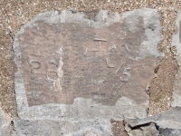 PB, IM, L/5, IB. Chicago lakefront stone carvings, Calumet Park. 2019