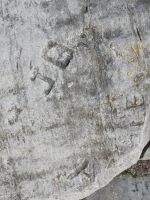 JO, A, OLE. Chicago lakefront stone carvings, Calumet Park. 2019