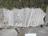 \"Red\", CE, IBM + Love, Dave, MA, R, A. Chicago lakefront stone carvings, Calumet Park. 2024