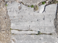 J.A., K, (?)V. Chicago lakefront stone carvings, Calumet Park. 2024