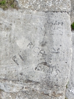 Rich, SAR, FI, K, others. Chicago lakefront stone carvings, Calumet Park. 2019