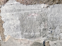 Marge, Frank, DR + JH, VIrg, KA, heart, T+, LM. Chicago lakefront stone carvings, Calumet Park. 2024