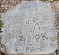 Robin, Beaver, Linda, Stack, Pam, Dee, P.K. Chicago lakefront stone carvings, Calumet Park. 2019