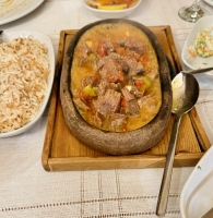 Old Greek House Restaurant, Mustafapaşa. Fancy preparation for a stew.