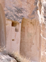 Exposed wall painting at the Zelve Open Air Museum, a UNESCO site with former cave dwellings, chapels and more.