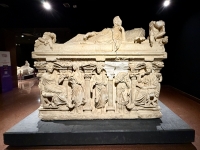 The Sarcophagus of Domitias lulianus andDomita Philiska. Perge, 2nd century, Antalya Museum.