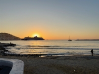 Sunset behind a cruise ship, Kuşadası.