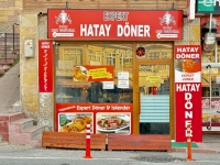 Expert Hatay Döner, Urgup. A döner style orgiinating in the city of Hatay, apparently "filled with chicken or beef meat döner, fries, tomato and pickle topped with tomato sauce."