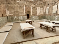 The tables are for piecing together fragments of the wall marble, Terrace House, Ephesus