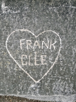 Frank + Clee in a heart. Chicago lakefront stone carvings, between Foster Avenue and Montrose. 2024