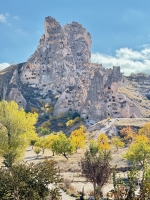 Uçhisar Castle, a rock formation fortified by the Romans.