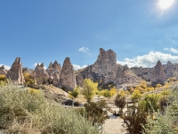 Uçhisar Castle, a rock formation fortified by the Romans.