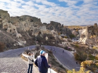 The monastery at Goreme. Its facilities were dug as caves into the soft volcanic rock.