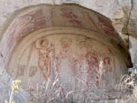 Chapel decoration, now exposed, Goreme.