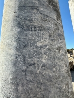 Pillar with gladiatorial graffiti, Perge. This figure is said to represent the patron of the show