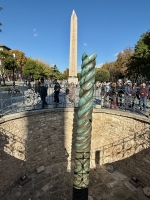 The ancient Greek Serpentine Column and Egyptian obelisk, Hippodrome, Istanbul