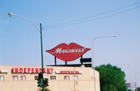 These Magikist Lips overlooked the Kennedy Expressway just south of Montrose Avenue. Magikist's lips once graced all three expressway entries to Chicago. They're all gone now.