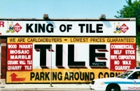 King of Tile, 4401 N.  Pulaski Road at Montrose, c. February 1997. This sign survived until 2013. Now a 7-11.