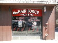 The Hair Force, Sheridan Road near Montrose. This lettering is gone.