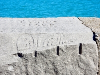 Bill Adler. Chicago lakefront stone carvings, between 45th Street and Hyde Park Blvd. 2018