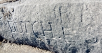 Joe, Dutch, RAES. Chicago lakefront stone carvings, between 45th Street and Hyde Park Blvd. 2018