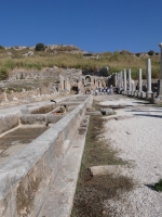 Looking along the main road toward the fountain, Perge. The structure in the middle was a water feature.