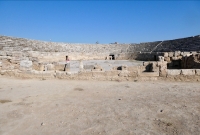 Roman stadium, Perge. This end of the stadium was adapted for Roman spectacles.