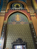 The Church of St. Francis of Assisi, Krakow, with late 19-century wall decorations by the artist Stanisław Wyspiański -- unique motifs for an old church. He also designed the modern stained glass.