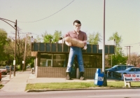 This roadside giant with hot dog is famous because it survived. Installed in 1966 at Bunyon