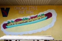 A rather elongated hot dog at Super Star & Gryos, Chicago Road at 29th Place, Chicago Heights. 2020