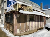 Ruined hot dog stand, Ashland Avenue at Byron, Chicago. 2018. This structure has disappeared.