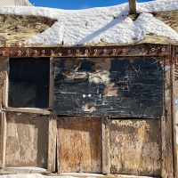 Ruined hot dog stand, Ashland Avenue at Byron, Chicago. 2018. This structure has disappeared.