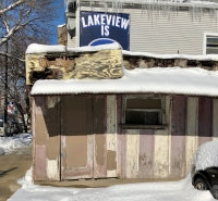 Ruined hot dog stand, Ashland Avenue at Byron, Chicago. 2018. This structure has disappeared.