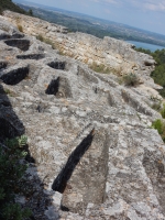 Monks' graves dug into the stone, Abbey of Saint-Roman