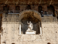 Statue of the emperor, the ancient Roman theater in Orange